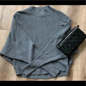 Zara Gray / Grey Mock Neck Ribbed Sweater